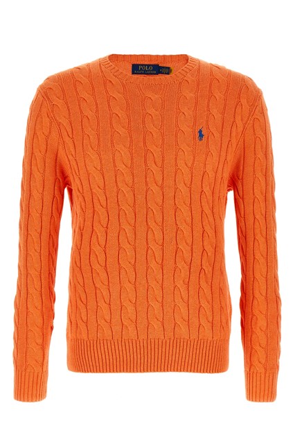 Maglione cotone a trecce - Arancione