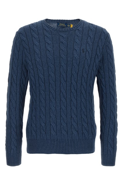 Maglione cotone a trecce - Blu
