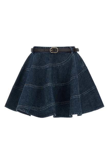 Gonna 'Flared Denim Mini' - Blu (6 UK)