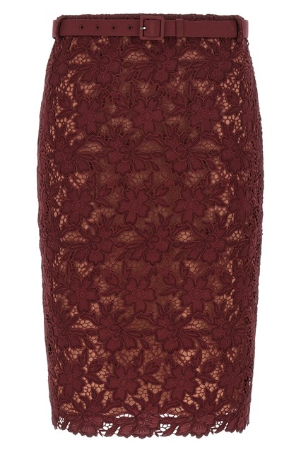 Gonna 'Burgundy Guipure Lace Midi' - Bordeaux (6 UK)