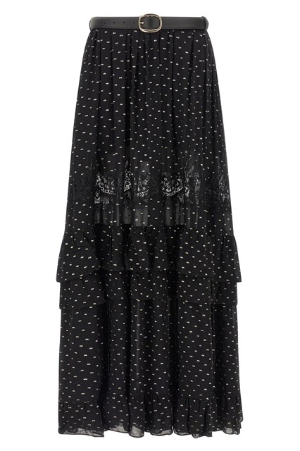 Gonna 'Black And Gold Chiffon Lace Maxi' - Nero (6 UK)