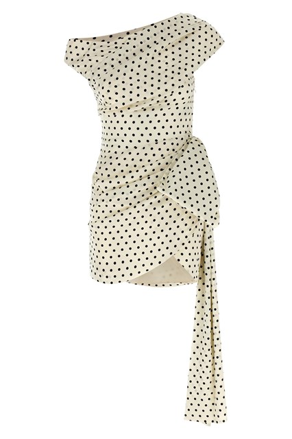 Abito 'Polka Dot Satin Tie Side Mini' - Bianco/Nero (8 UK)