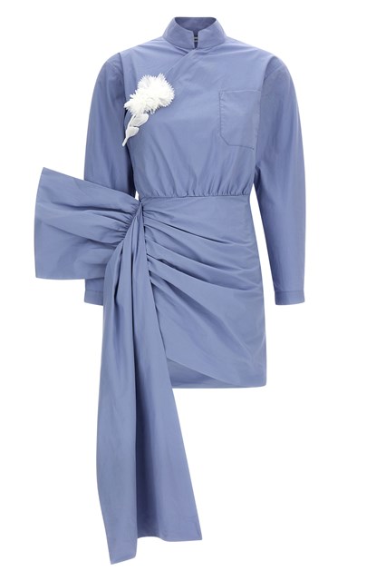 Abito 'Blue Cotton Tie Side Mini' - Azzurro (8 UK)