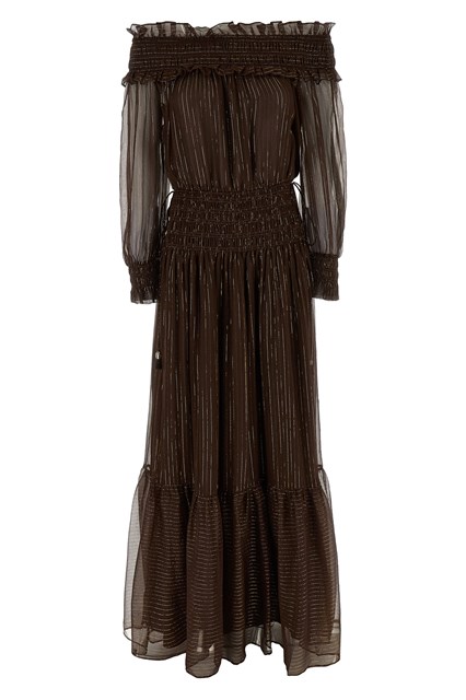 Abito 'Brown Georgette Off Shoulder Maxi' - Marrone (8 UK)