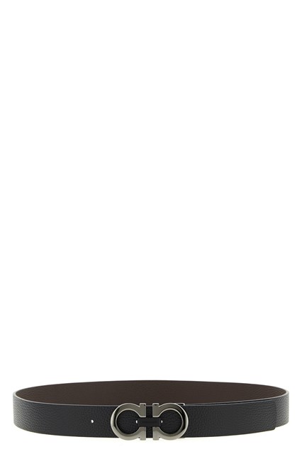 Cintura reversibile 'Gancini' - Nero (85 cm)