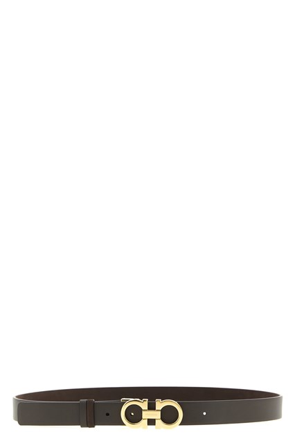 Cintura reversibile 'Gancini' - Marrone (80 cm)