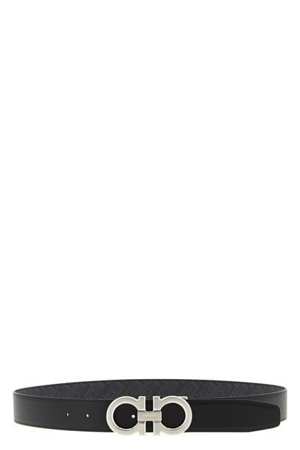 Cintura reversibile stampa 'Gancini' - Nero (90 cm)