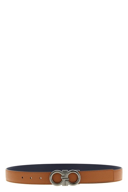 Cintura reversibile 'Gancini' - Marrone (85 cm)