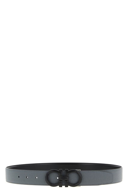 Cintura reversibile 'Gancini' - Grigio (85 cm)