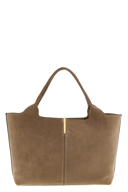 Shopping suede medio-piccola - Beige