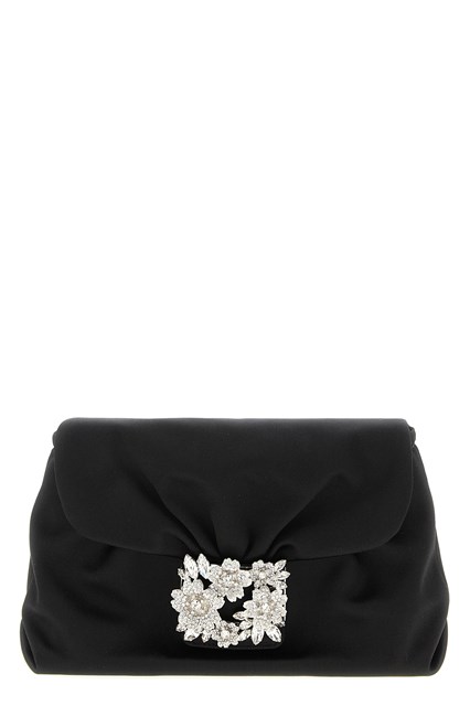 Clutch 'Bouquet Strass Drape mini' - Nero
