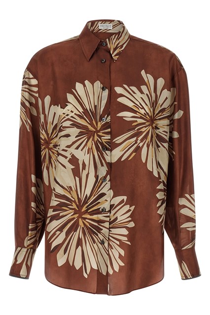 Camicia fantasia floreale - Marrone