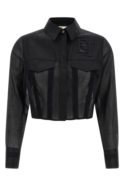 Camicia crop maxi ricamo logo