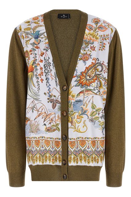 Cardigan inserto seta Paisley - Verde (42 IT)