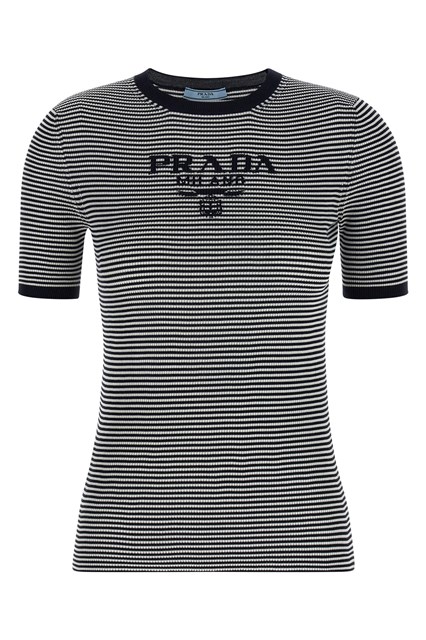 T-shirt seta righe - Blu (38 IT)