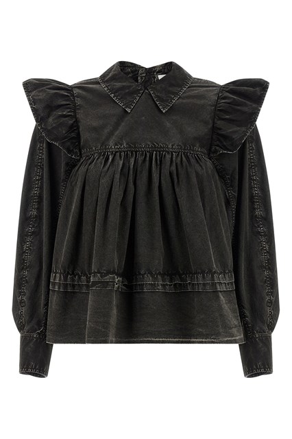 Blusa 'Black Washed Frill' - Nero (32 EU)