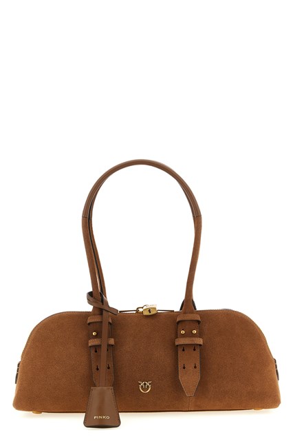 Borsa a spalla 'Bowling Baguette' grande - Marrone