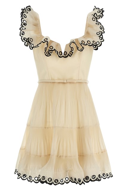 Abito 'Embroidered Frilled Mini'