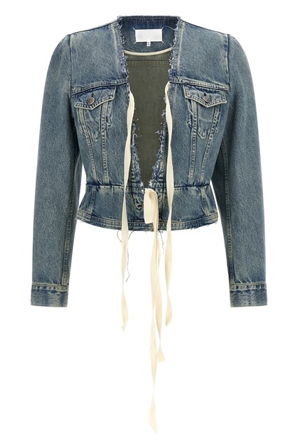 Raw cut hem denim jacket