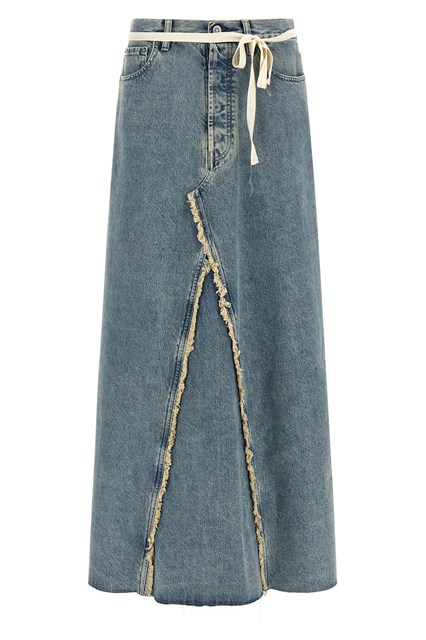 Raw hem denim skirt