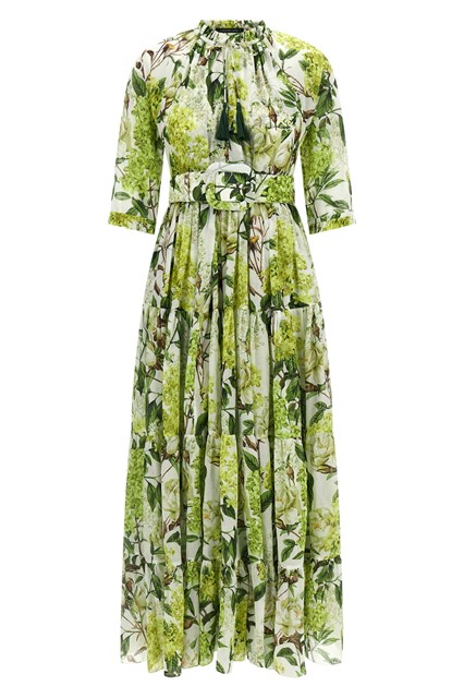 Abito lungo 'Eden' in mussola di cotone stampa all