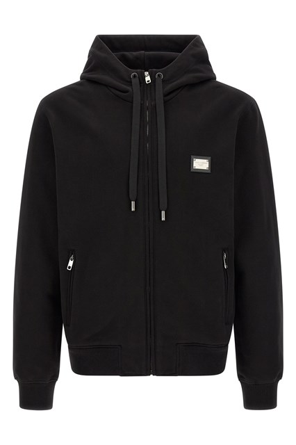 Felpa con cappuccio placca logo