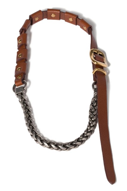 Collana metallo e pelle