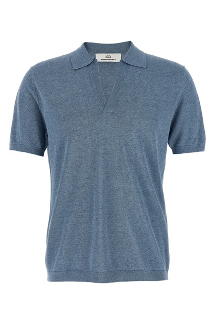 Open collar polo shirt