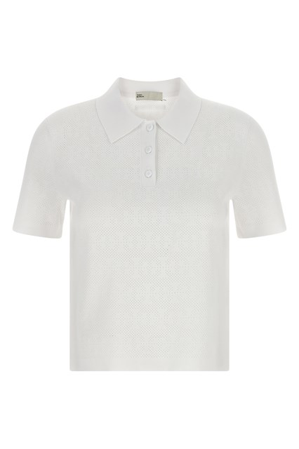 Pointelle viscose polo shirt