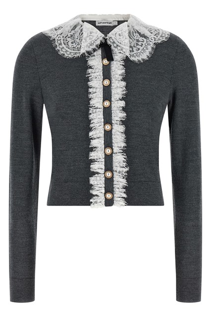 Cardigan 'Grey Lace Collar Knit'