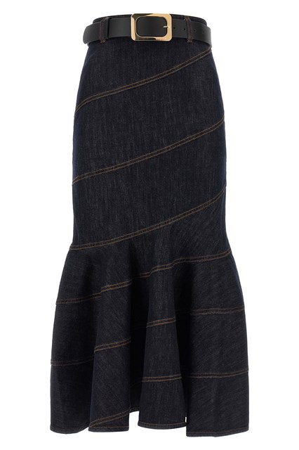 Gonna 'Indigo Denim Belted Midi'