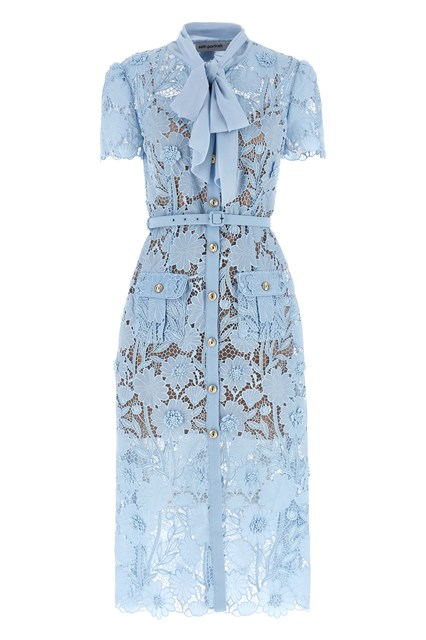 Abito 'Blue Lace Tie Neck Midi'
