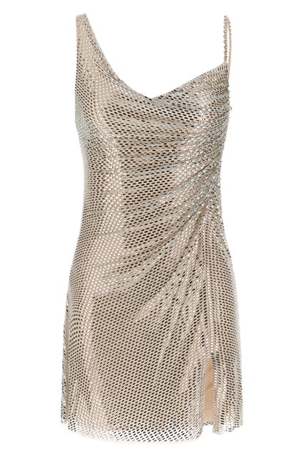 Abito 'Champagne Rhinestone Draped Mini'