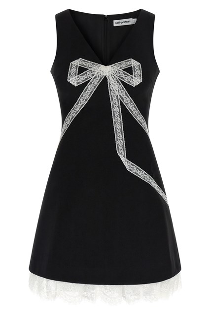 Abito 'Black Crêpe Bow Lace Mini'