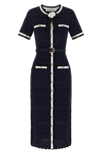 Abito 'Navy Pointelle Knit Midi'