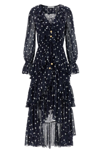Abito 'Polka Dot Georgette Ruffle Maxi'