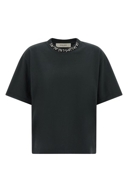 T-shirt girocollo cristalli