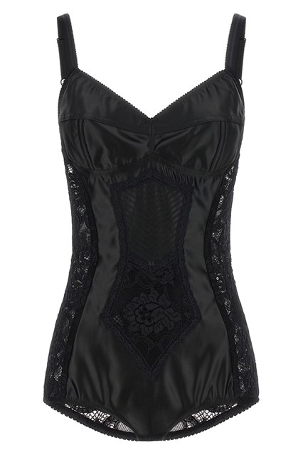 Body corsetteria in raso e pizzo