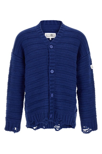 Cardigan lana distressed