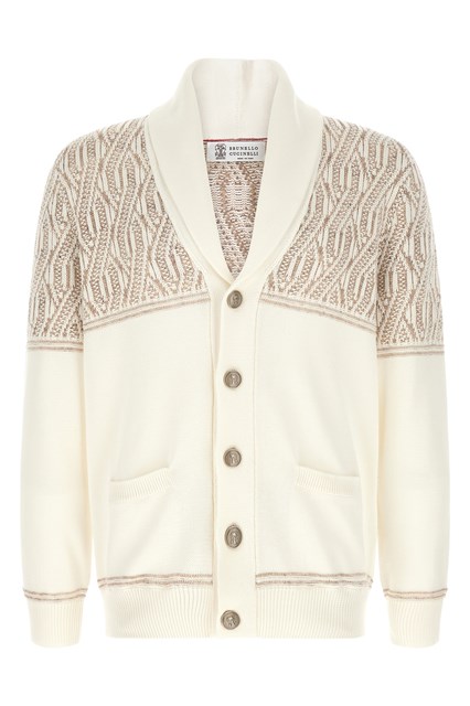 Cardigan spalle jacquard a treccia