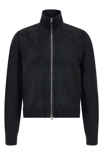 Cardigan bimateriale