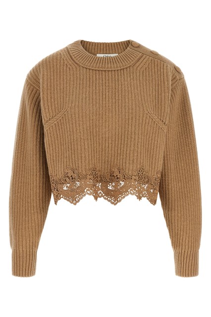 Maglia cropped con pizzo