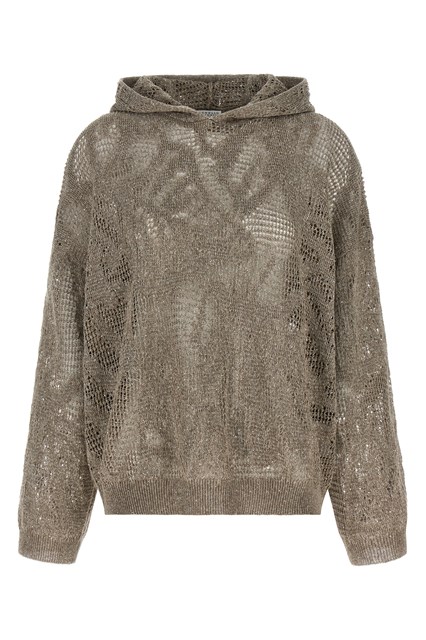 Maglia traforata con cappuccio