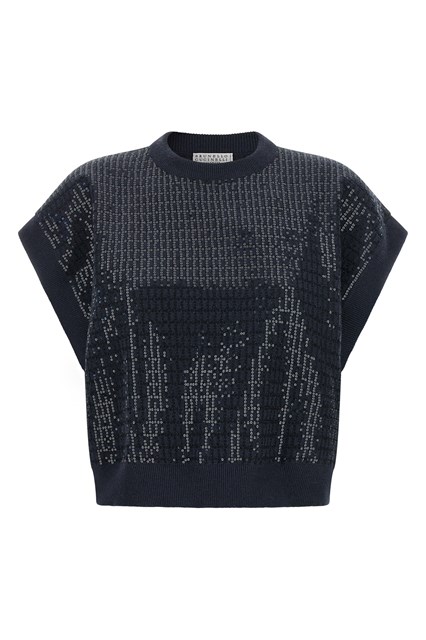 Maglia con ricamo paillettes