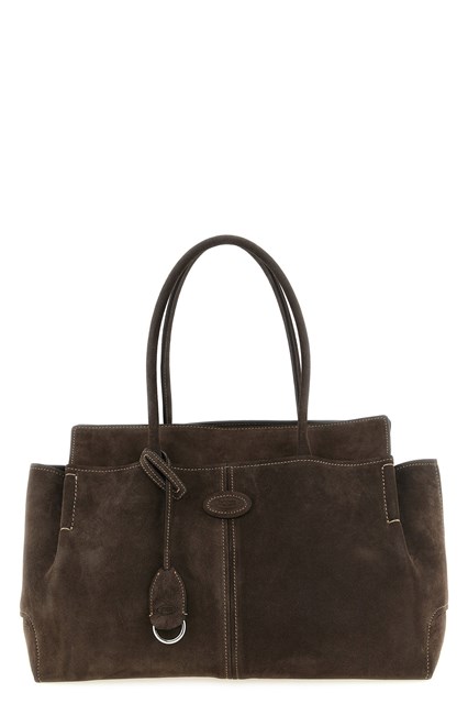 Borsa shopping in pelle scamosciata media