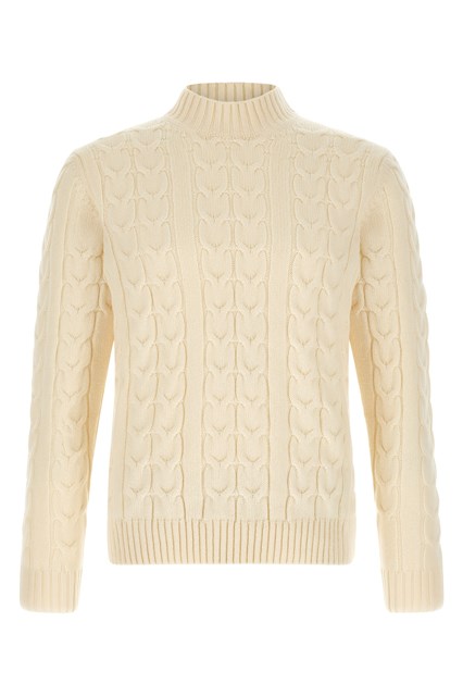Maglia collo alto a trecce