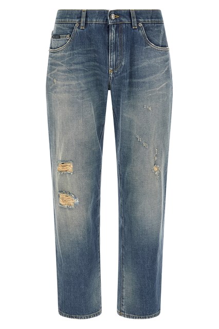 Jeans placca logo destroyed