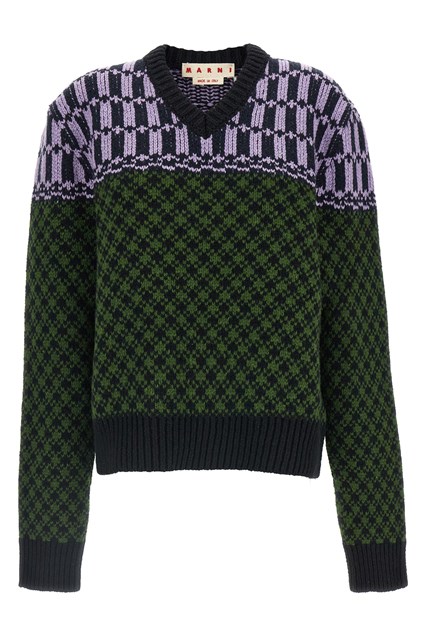 Maglione con lavorazione geometrica