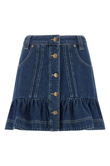 Gonna in denim con balza