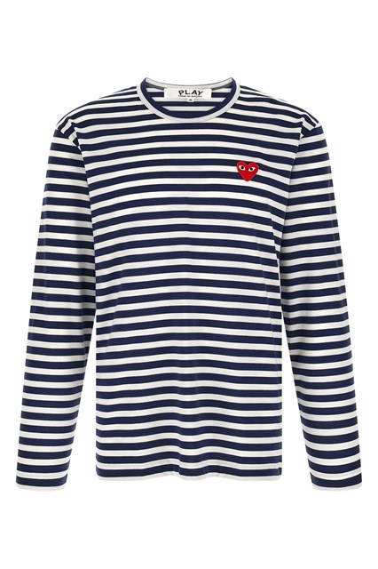 T-shirt a righe con patch cuore